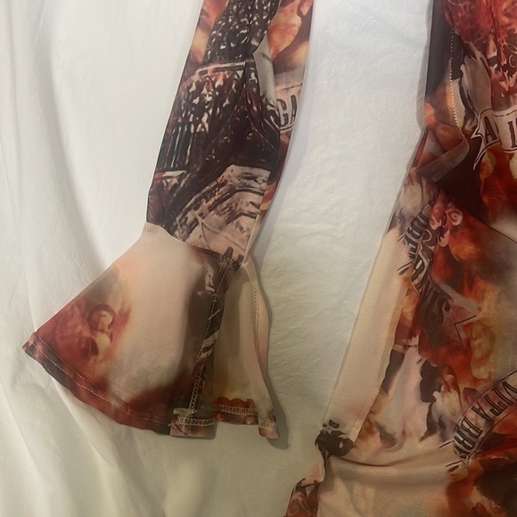 Western Pattern Sheer Romper - Picture 4 of 5